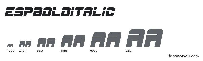 Размеры шрифта EspBoldItalic