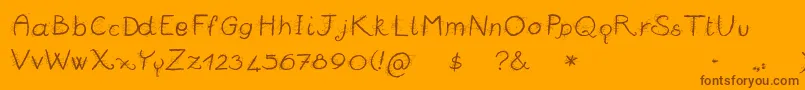 Weitere Informationen zur Mussati-Schriftart Mussati-Schriftart – Braune Schriften auf orangefarbenem Hintergrund