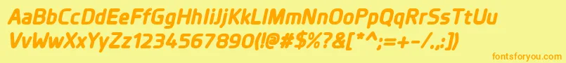 フォントPlanerExtrabolditalic – オレンジの文字が黄色の背景にあります。