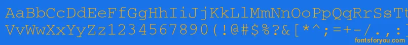 フォントCourierc – オレンジ色の文字が青い背景にあります。