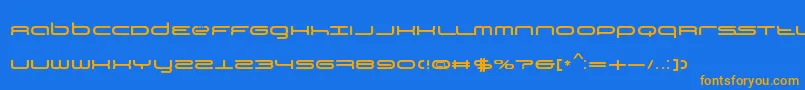 TiР№stoBySimРІnBarjaCaride-Schriftart – Orangefarbene Schriften auf blauem Hintergrund