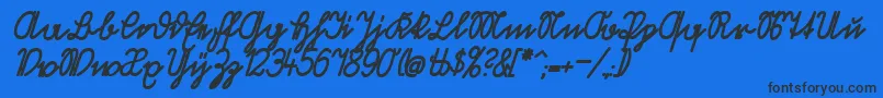 フォントVolkredisFetteVerkehrsschift – 黒い文字の青い背景