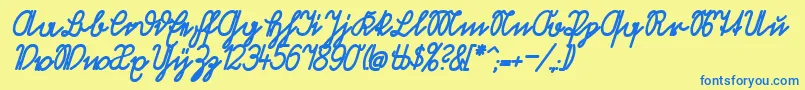 VolkredisFetteVerkehrsschift Font – Blue Fonts on Yellow Background