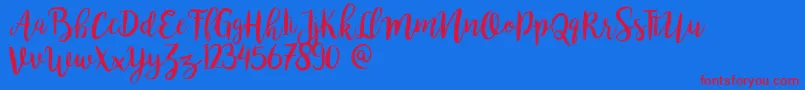 フォントBromello – 赤い文字の青い背景