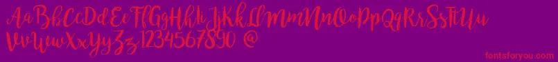 Bromello-Schriftart – Rote Schriften auf violettem Hintergrund