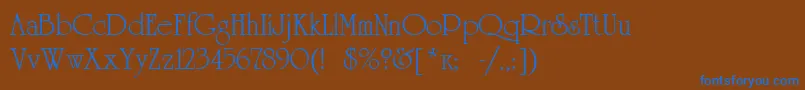Universityroman-Schriftart – Blaue Schriften auf braunem Hintergrund