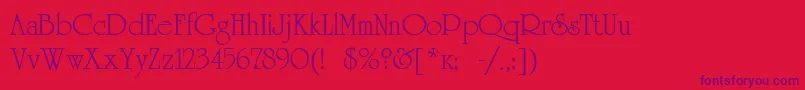 Universityroman-Schriftart – Violette Schriften auf rotem Hintergrund