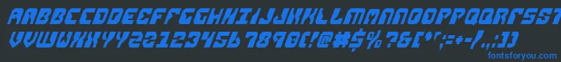 ReplicantCondensedItalic Font – Blue Fonts on Black Background