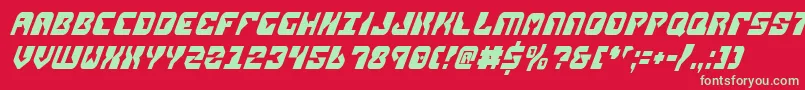 ReplicantCondensedItalic-Schriftart – Grüne Schriften auf rotem Hintergrund