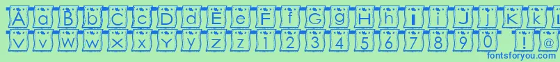 Fonte WlFont – fontes azuis em um fundo verde