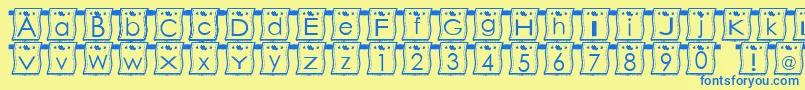 フォントWlFont – 青い文字が黄色の背景にあります。