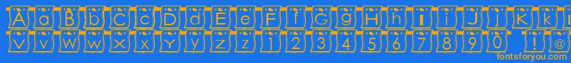 WlFont-Schriftart – Orangefarbene Schriften auf blauem Hintergrund