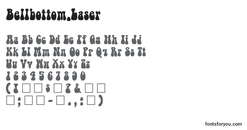 A fonte Bellbottom.Laser – alfabeto, números, caracteres especiais