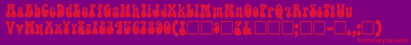 Bellbottom.Laser-Schriftart – Rote Schriften auf violettem Hintergrund