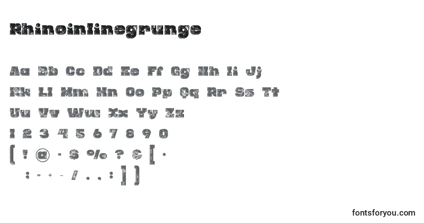 Schriftart Rhinoinlinegrunge – Alphabet, Zahlen, spezielle Symbole