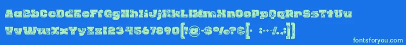 Rhinoinlinegrunge-Schriftart – Grüne Schriften auf blauem Hintergrund