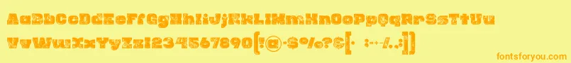 Rhinoinlinegrunge-Schriftart – Orangefarbene Schriften auf gelbem Hintergrund