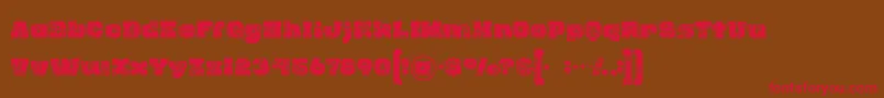 フォントRhinoinlinegrunge – 赤い文字が茶色の背景にあります。