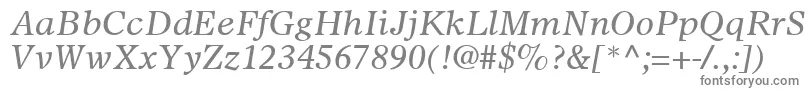 SterlingSsiItalic-fontti – harmaat kirjasimet valkoisella taustalla