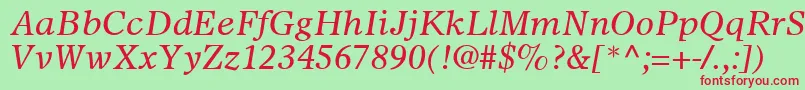SterlingSsiItalic-Schriftart – Rote Schriften auf grünem Hintergrund