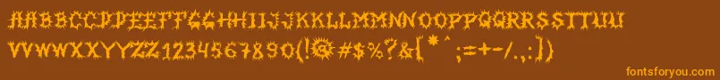 MbHorrorhouseFont-Schriftart – Orangefarbene Schriften auf braunem Hintergrund