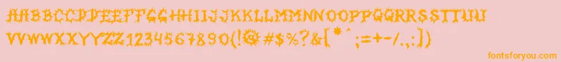 MbHorrorhouseFont-Schriftart – Orangefarbene Schriften auf rosa Hintergrund