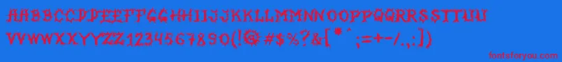 MbHorrorhouseFont Font – Red Fonts on Blue Background