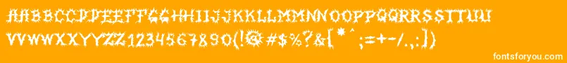 MbHorrorhouseFont-Schriftart – Weiße Schriften auf orangefarbenem Hintergrund