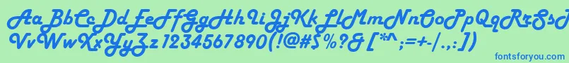 HelenasoftItalic Font – Blue Fonts on Green Background