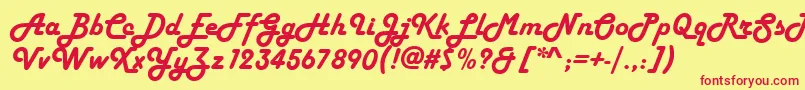 HelenasoftItalic Font – Red Fonts on Yellow Background