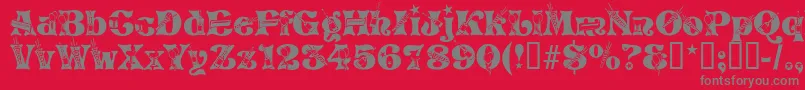 Newyears-fontti – harmaat kirjasimet punaisella taustalla