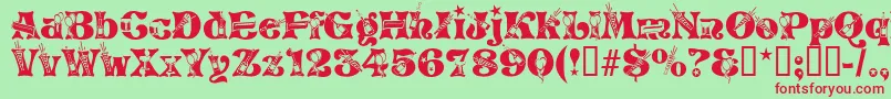 Newyears Font – Red Fonts on Green Background