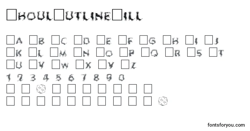 Шрифт GhoulOutlineFill – алфавит, цифры, специальные символы
