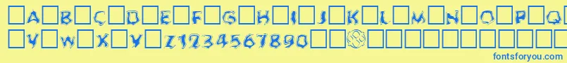 GhoulOutlineFill Font – Blue Fonts on Yellow Background