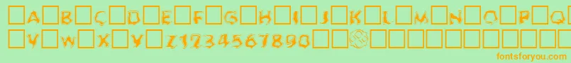 GhoulOutlineFill Font – Orange Fonts on Green Background