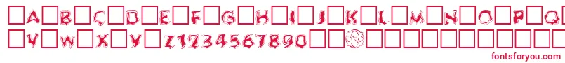 フォントGhoulOutlineFill – 白い背景に赤い文字