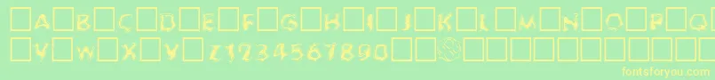 GhoulOutlineFill Font – Yellow Fonts on Green Background