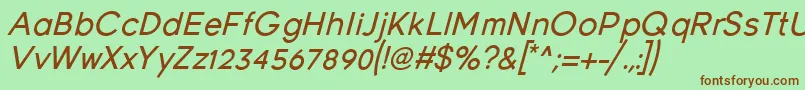 YoungItalic-fontti – ruskeat fontit vihreällä taustalla