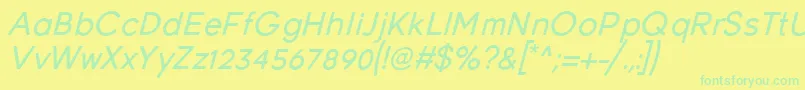 Czcionka YoungItalic – zielone czcionki na żółtym tle