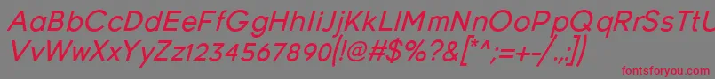 Czcionka YoungItalic – czerwone czcionki na szarym tle
