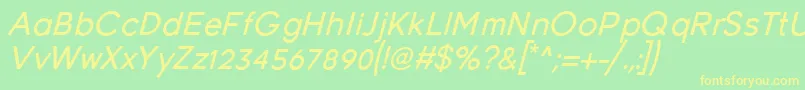フォントYoungItalic – 黄色の文字が緑の背景にあります