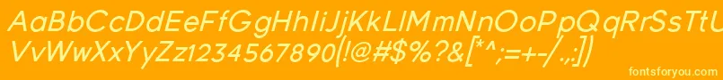 Czcionka YoungItalic – żółte czcionki na pomarańczowym tle