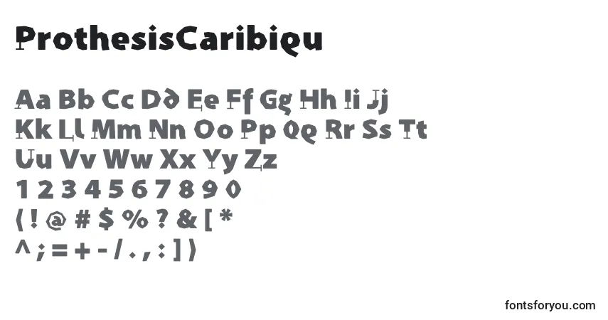 A fonte ProthesisCaribiqu – alfabeto, números, caracteres especiais