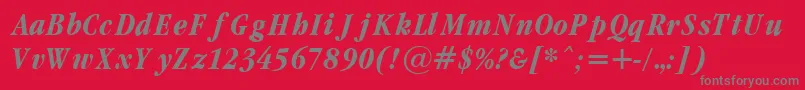 Garamondcond Bold Italic-Schriftart – Graue Schriften auf rotem Hintergrund