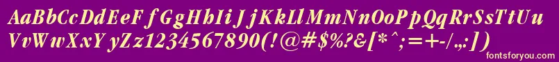 Fonte Garamondcond Bold Italic – fontes amarelas em um fundo roxo