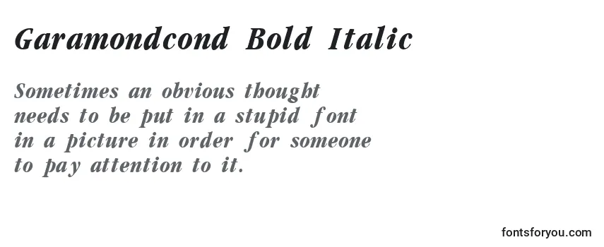 Überblick über die Schriftart Garamondcond Bold Italic
