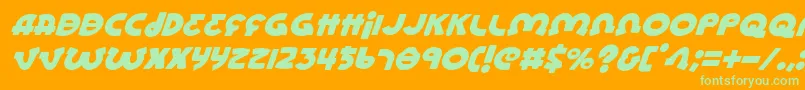 Fonte LionelItalic – fontes verdes em um fundo laranja