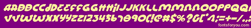 Fonte LionelItalic – fontes amarelas em um fundo roxo