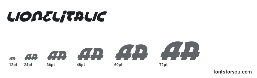Размеры шрифта LionelItalic