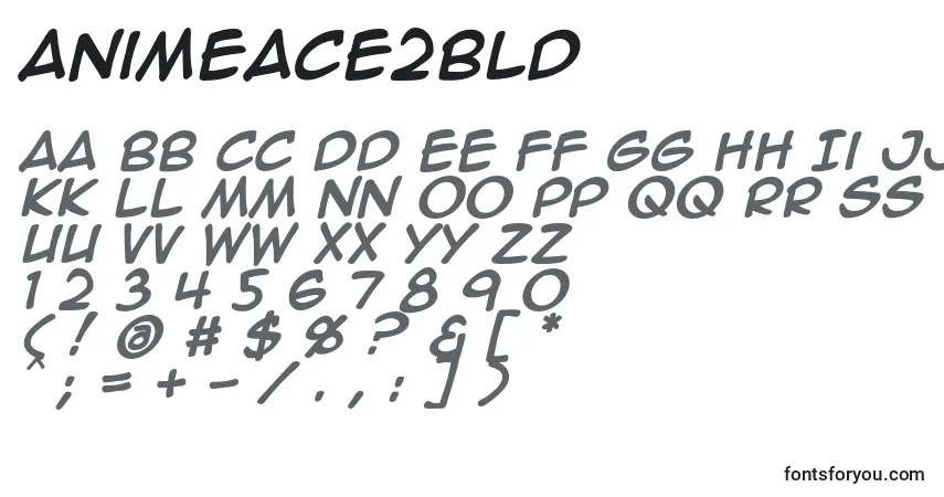Animeace2Bld-fontti – aakkoset, numerot, erikoismerkit